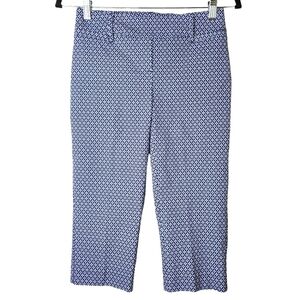 Reitmans  White & Blue Print Capris Size 0 Petite